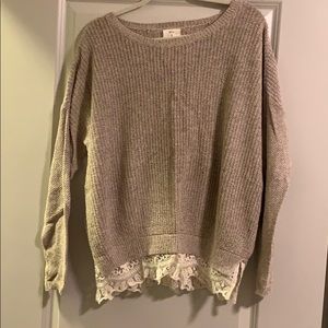Sweater with lace trim